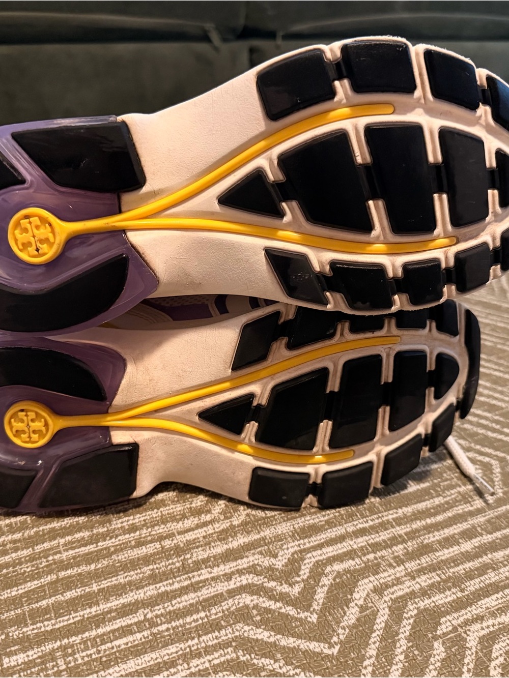 Tory Burch Good Luck Trainers Women’s 8.5 White Purple Yellow Chunky Sneakers - Picture 6 of 6